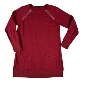 Jeanne Pierre Womens L Red Tunic Sweater Alternitive Edgy Punk Baddie Rockabilly